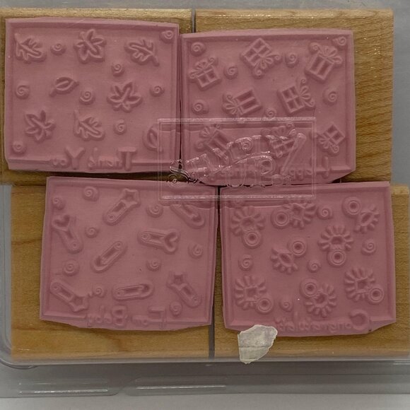 Stampin Up! Fabulous Four Wood-Mounted Rubber Stamps Set For Crafts & Scrapbooki - Picture 2 of 3